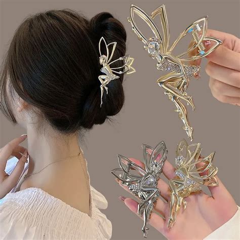 Pinza de pelo de Metal con diamantes de imitación para mujer horquilla