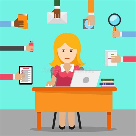 Secretary Busy Woman For Office Work Stock Vector Illustration Of Girl Manager 57257094