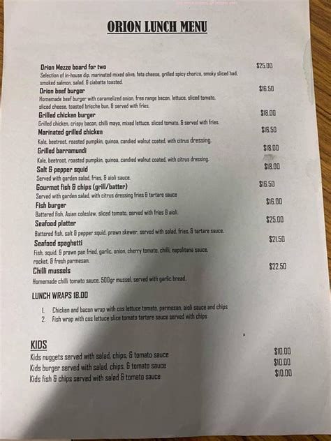 Online Menu Of Yanchep Beach Lagoon Cafe Restaurant Yanchep Western