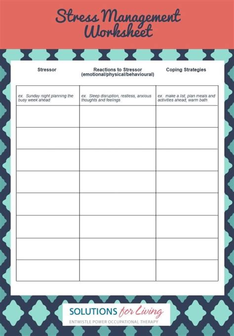 Printable Stress Management Worksheets Templates