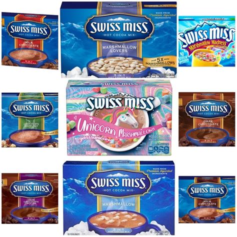 Swiss Miss Instant Hot Cocoa Mix Unicorn Marshmallows Chocolate Dark Chocolate Hazelnut