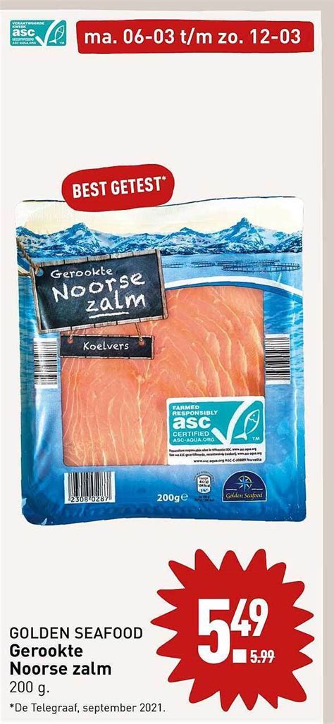 Golden Seafood Gerookte Noorse Zalm Aanbieding Bij Aldi