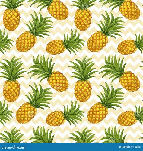 Hand Drawn Seamless Pattern With Pineapple Stock Vector Image