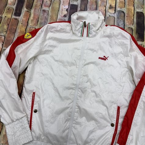 Puma Men's White and Red Jacket | Depop