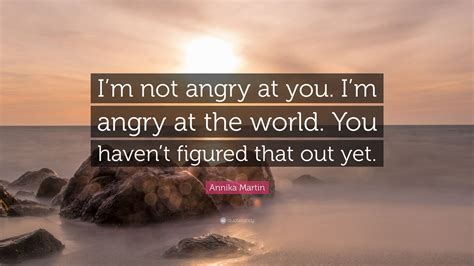 Annika Martin Quote Im Not Angry At You Im Angry At The World You