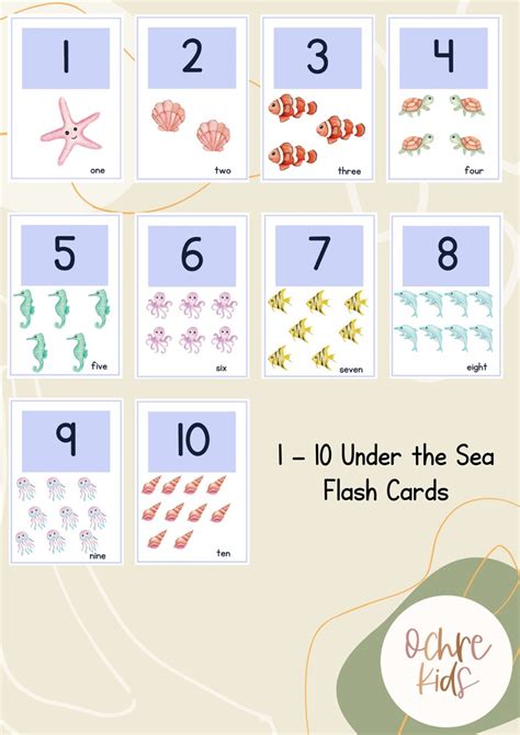 1 10 Under The Sea Number Flash Cards Etsy Australia