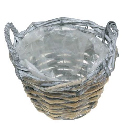 Floristik Fr Panier En Osier Gris Blanc Cm Haut Cm Avec Anse