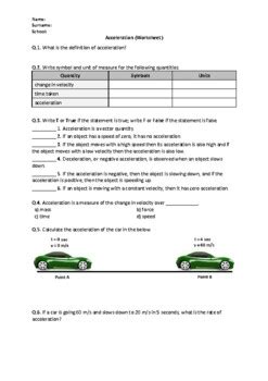 Acceleration Worksheet Easel Activity Printable Pdf By Science