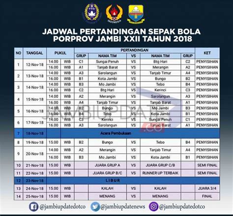 Contoh Jadwal Pertandingan Sepak Bola Koleksi Gambar