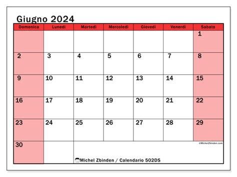 Calendario Giugno 2024 502DS Michel Zbinden CH