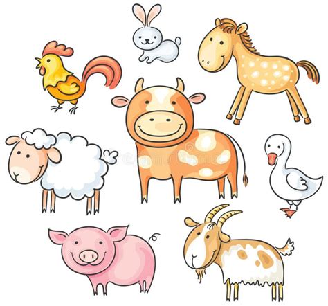 Cartoon Farm Animals for Kids. Three Baby Goats. Stock Vector ...