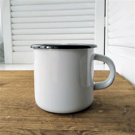 Tin Mug Enamel Camping Mug 400 Ml 13 Oz Large Coffee Mug Etsy