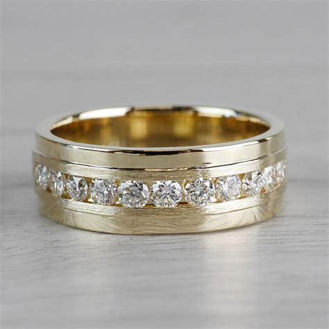 Channel Diamond Men S Wedding Ring In Yellow Gold Mm