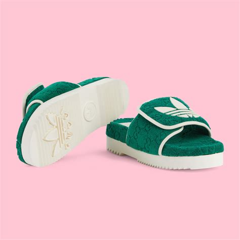 Adidas X Gucci Men S GG Platform Sandal In Green Cotton Sponge GUCCI US