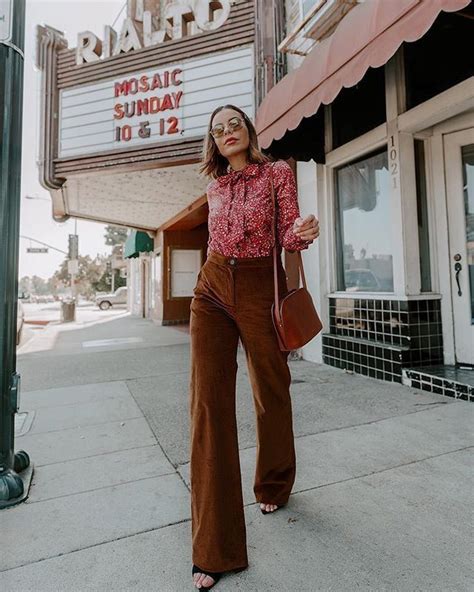 Flair Pants Outfit Brown Pants Outfit Corduroy Pants Outfit 70s