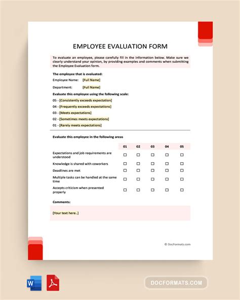 Employee Evaluation Forms And Templates Word Pdf