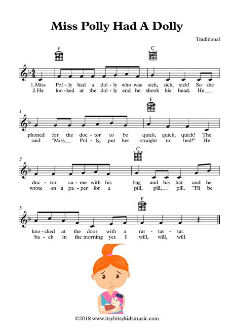 Miss Polly Had A Dolly Sheet Music With Chords And Lyrics | Itsy Bitsy Kids Music