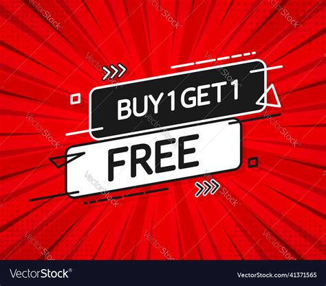 Buy 1 Get Free Sale Tag Banner Design Template Vector Image