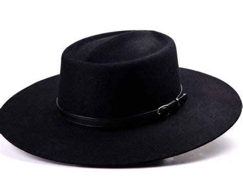 Bolero Hat The Galloper Black Wool Felt Flat Crown Wide Brim Hat Men