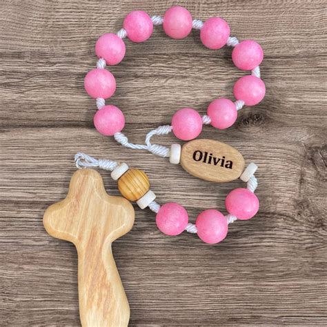 Light Pink Personalized Rosary Baby Girl Baptism T Catholic