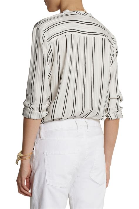 J Crew Orchid Striped Silk Blouse In Ivory White Lyst