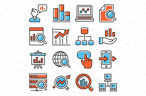 Data Analysis Icons Set on White | Vector Graphics ~ Creative Market