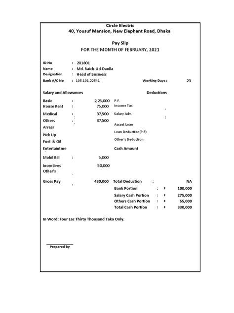 Payslip Format Pdf Loans Tax Deduction