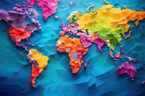 Polygonal World Map Multicolor Abstract Background Vector