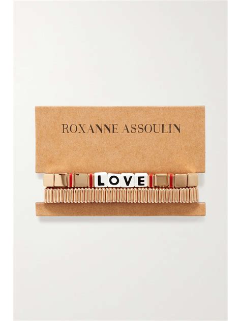 Roxanne Assoulin Golden Love Set Of Two Gold Tone And Enamel Bracelets