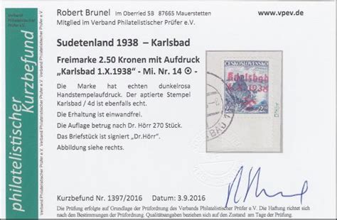 Stamp Auction Bes II Weltkrieg Sudetenland Karlsbad Auction