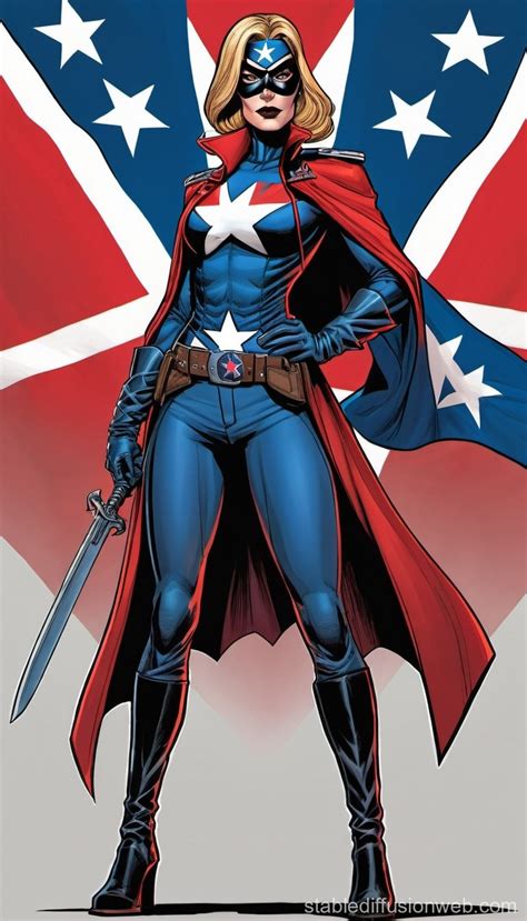 Confederate Flag Inspired Female Supervillain Stable Diffusion Online