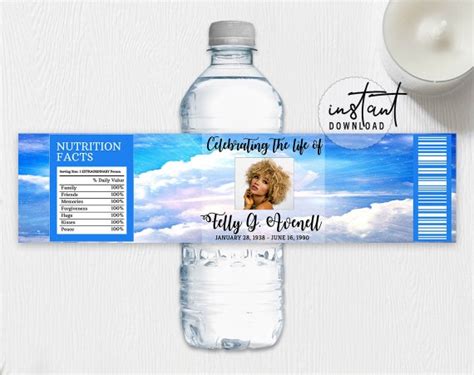 Funeral Water Bottle Label Memorial Water Bottle Funeral Etsy Uk