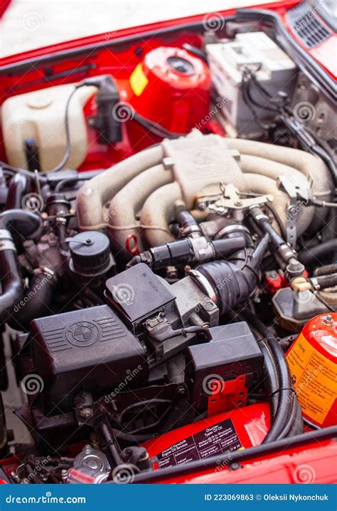 Kyiv Ukraine May 24 2020 The Engine Compartment Of A Bmw E30 With