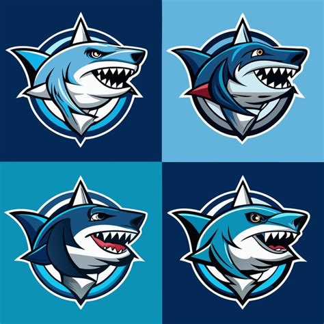 Dynamic Shark Logos Collection Aggressive Shark Mascot Designs For