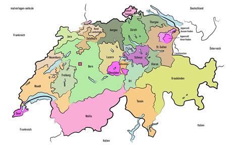 Politische Landkarte Der Schweiz Mit Kantonen