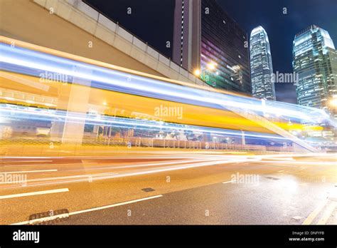 Hong Kong night view with car light Stock Photo - Alamy