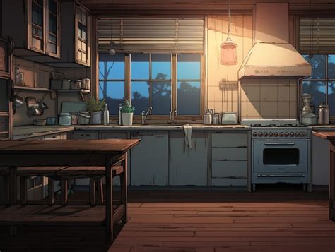 Premium Photo Visual Novel Rustic Wooden Kitchen Scene