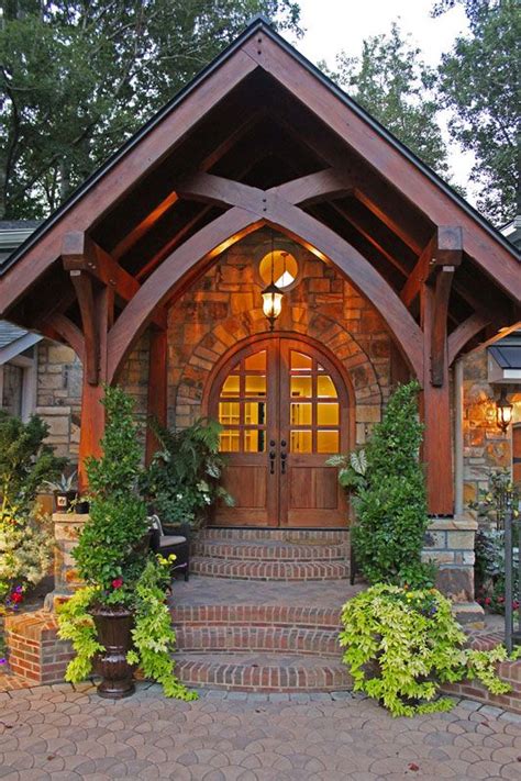 Closer Inside The Gated Area Rustic House Timber Framing Timber