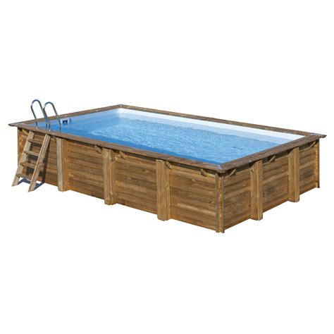 Massivholzpool Set Mango 618 X 320 X 130 Cm Mit Leiter Und Sandfilter