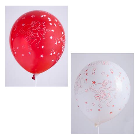 Ballons 12 Imprimé TOT Blanc et Rouge Cupidon Sachet de 100