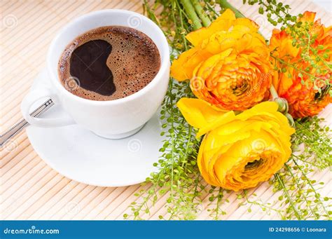 Coffee And Flowers Stock Photo Image Of Breakfast Morning 24298656