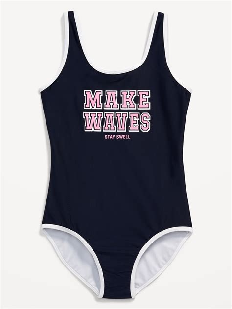 Scoop Neck Graphic One Piece Swimsuit For Girls Old Navy