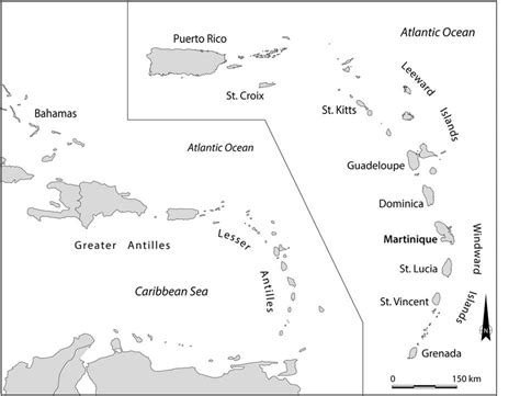 Map Of The Caribbean Insert Location Of The Island Of Martinique In