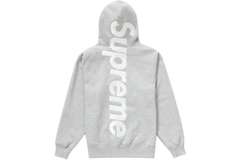 Supreme Satin Appliqué Hooded Sweatshirt Heather Grey Mens Fw22 Us