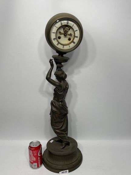 Antique Figural Spelter Woman Clock As Is Dixon S Auction At Crumpton