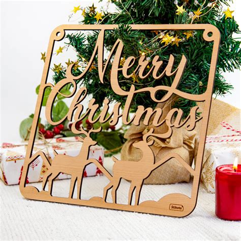 Big Wooden Merry Christmas Decoration - Stikets