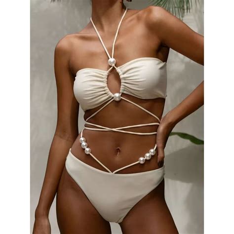 Maiô europeu e americano bikini sexy praia férias feminino biquíni biquíni novo laço
