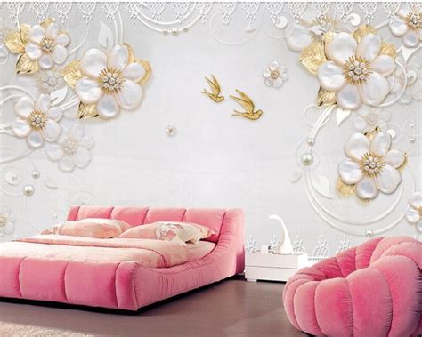 Luxury European Jewelry Flower 3d Wallpaper Mural Papel De Parede Living Room Sofa Tv Wall