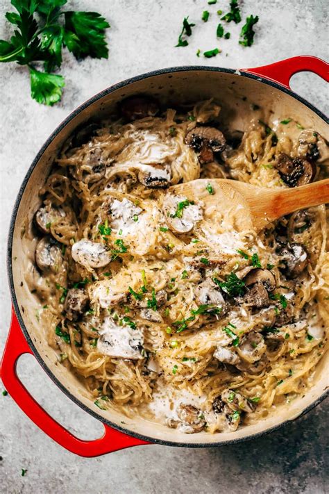 Creamy Garlic Spaghetti Squash With Cauliflower Sauce Paleo Gluten Free