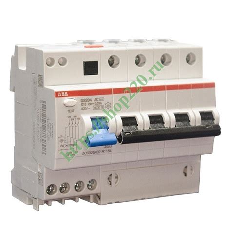Дифференциальный автомат ABB 4-полюсный DS204 AC-C16/0,03 6 модулей ...